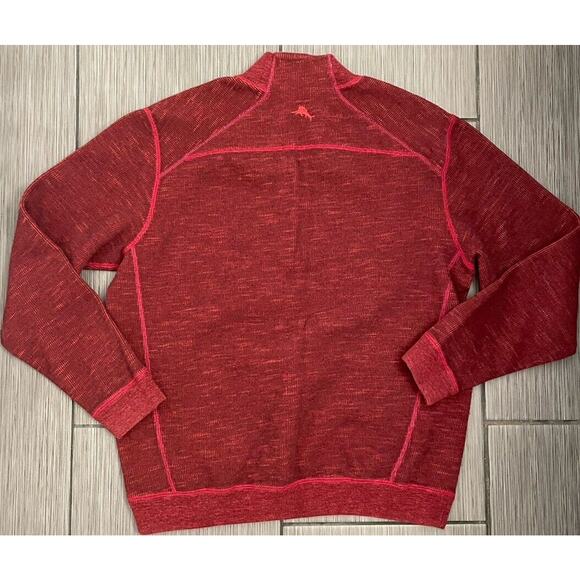 Tommy Bahama Men’s Reversible Flipshore Red Half Zip Sweater Large - Picture 3 of 8